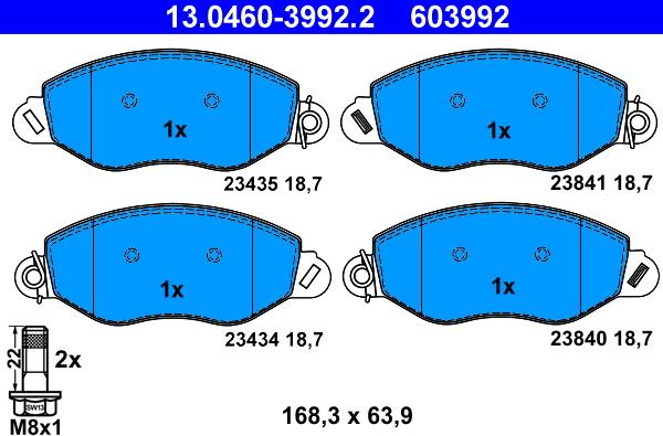 ATE 13.0460-3992.2 - Bromsbeläggssats, skivbroms xdelar.se