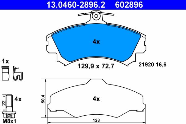 ATE 13.0460-2896.2 - Bromsbeläggssats, skivbroms xdelar.se