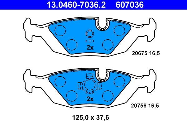 ATE 13.0460-7036.2 - Bromsbeläggssats, skivbroms xdelar.se