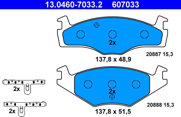 ATE 13.0460-7033.2 - Bromsbeläggssats, skivbroms xdelar.se