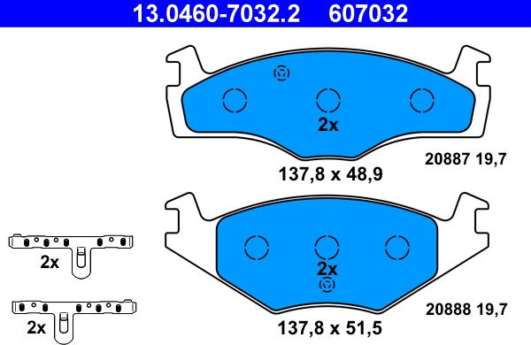 ATE 13.0460-7032.2 - Bromsbeläggssats, skivbroms xdelar.se