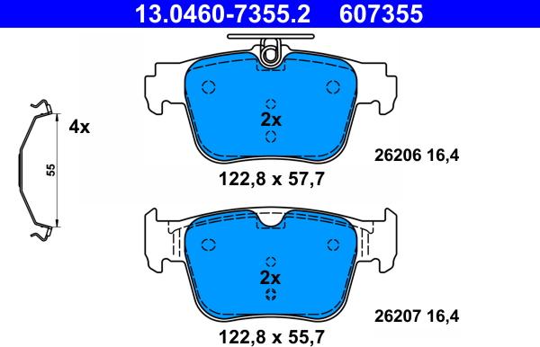ATE 13.0460-7355.2 - Bromsbeläggssats, skivbroms xdelar.se