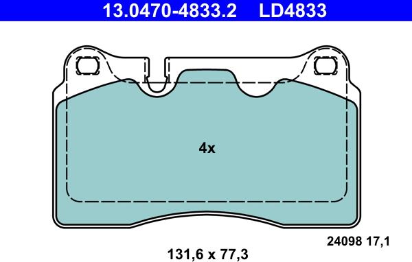 ATE 13.0470-4833.2 - Bromsbeläggssats, skivbroms xdelar.se