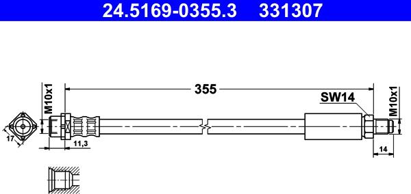 ATE 24.5169-0355.3 - Bromsslang xdelar.se