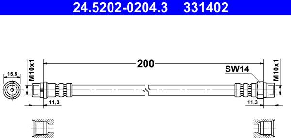 ATE 24.5202-0204.3 - Bromsslang xdelar.se