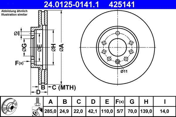 ATE 24.0125-0141.1 - Bromsskiva xdelar.se