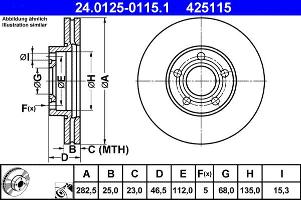 ATE 24.0125-0115.1 - Bromsskiva xdelar.se