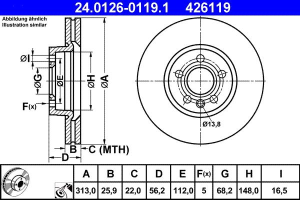 ATE 24.0126-0119.1 - Bromsskiva xdelar.se