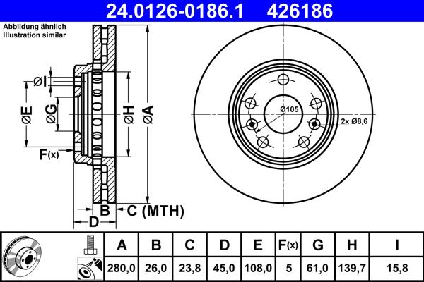 ATE 24.0126-0186.1 - Bromsskiva xdelar.se