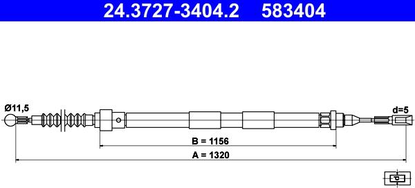 ATE 24.3727-3404.2 - Vajer, parkeringsbroms xdelar.se