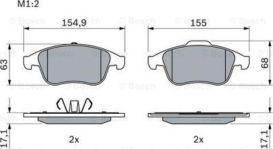 BOSCH 0 986 494 401 - Bromsbeläggssats, skivbroms xdelar.se