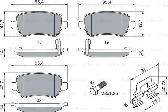 BOSCH 0 986 494 654 - Bromsbeläggssats, skivbroms xdelar.se