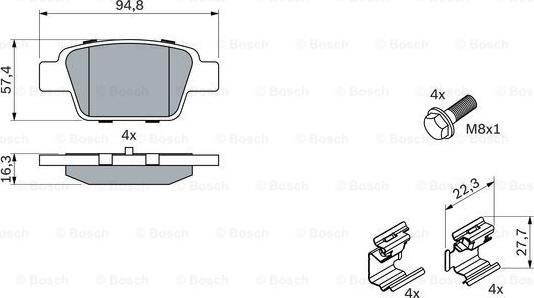 BOSCH 0 986 494 030 - Bromsbeläggssats, skivbroms xdelar.se