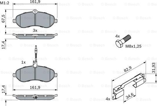 BOSCH 0 986 494 163 - Bromsbeläggssats, skivbroms xdelar.se