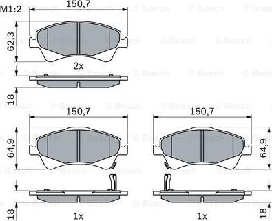 BOSCH 0 986 494 187 - Bromsbeläggssats, skivbroms xdelar.se