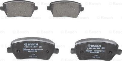 BOSCH 0 986 494 856 - Bromsbeläggssats, skivbroms xdelar.se