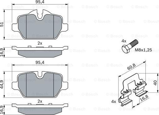 BOSCH 0 986 494 269 - Bromsbeläggssats, skivbroms xdelar.se