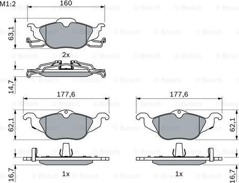 BOSCH 0 986 424 456 - Bromsbeläggssats, skivbroms xdelar.se