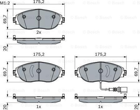 BOSCH 0 986 424 285 - Bromsbeläggssats, skivbroms xdelar.se