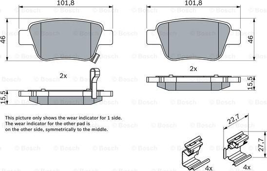 BOSCH 0 986 424 798 - Bromsbeläggssats, skivbroms xdelar.se