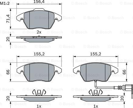 BOSCH 0 986 424 797 - Bromsbeläggssats, skivbroms xdelar.se