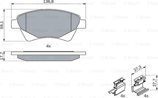 BOSCH 0 986 424 785 - Bromsbeläggssats, skivbroms xdelar.se