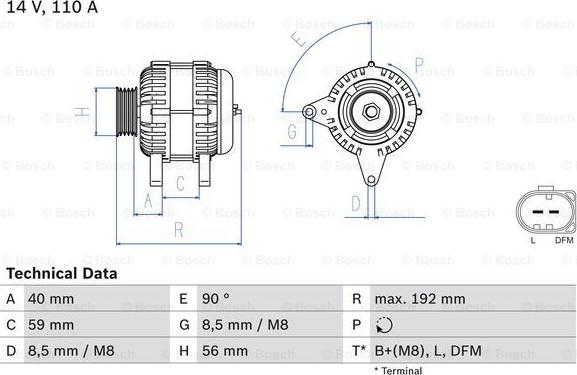 BOSCH 0 986 045 390 - Generator xdelar.se