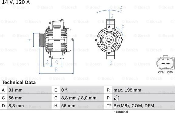 BOSCH 0 986 045 380 - Generator xdelar.se