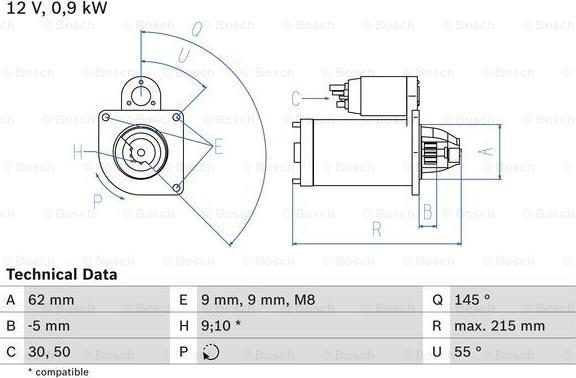 BOSCH 0 986 013 850 - Startmotor xdelar.se