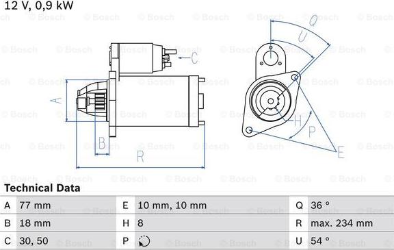 BOSCH 0 986 012 301 - Startmotor xdelar.se