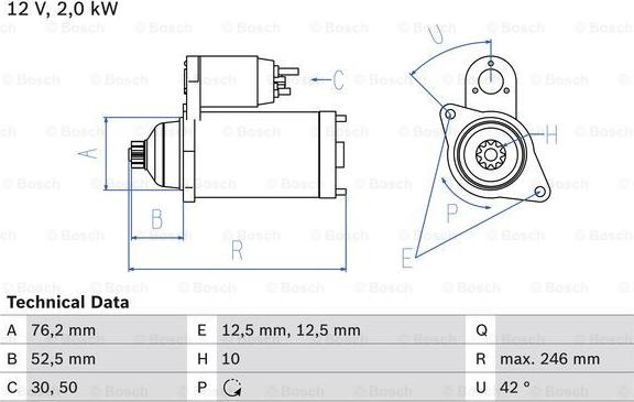 BOSCH 0 986 017 460 - Startmotor xdelar.se