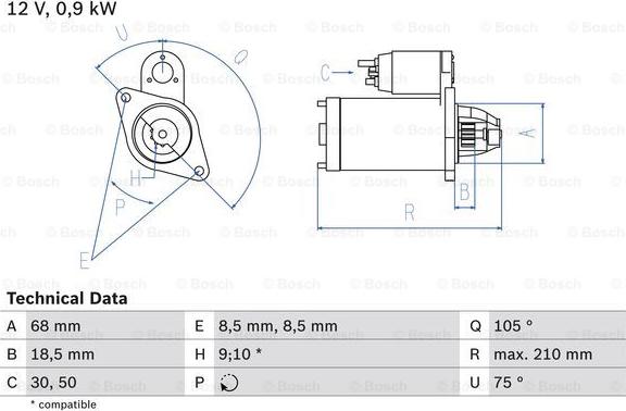 BOSCH 0 986 017 120 - Startmotor xdelar.se