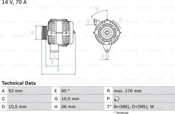 BOSCH 0 986 036 820 - Generator xdelar.se