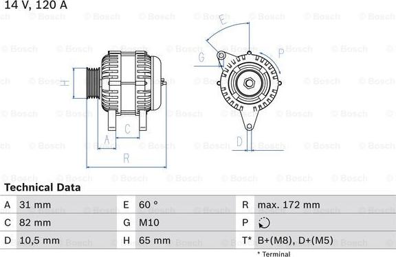 BOSCH 0 986 038 180 - Generator xdelar.se