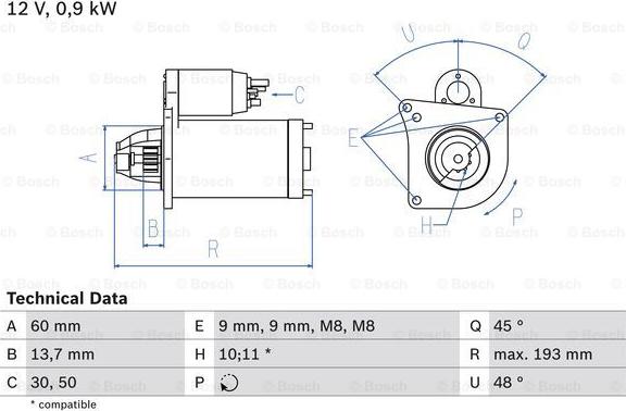 BOSCH 0 986 021 970 - Startmotor xdelar.se