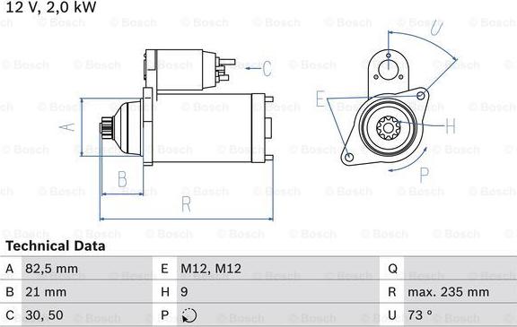 BOSCH 0 986 021 630 - Startmotor xdelar.se