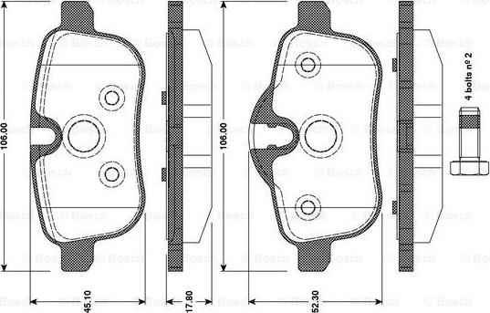 BOSCH 0 986 TB3 100 - Bromsbeläggssats, skivbroms xdelar.se