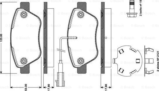 BOSCH 0 986 TB3 111 - Bromsbeläggssats, skivbroms xdelar.se