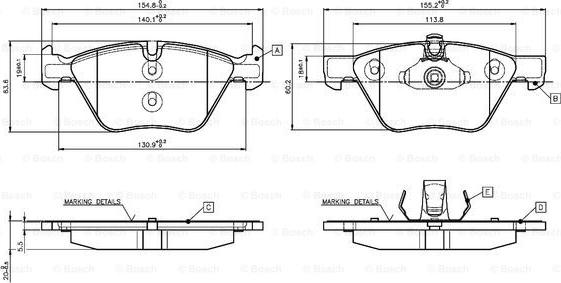 BOSCH 0 986 TB3 136 - Bromsbeläggssats, skivbroms xdelar.se