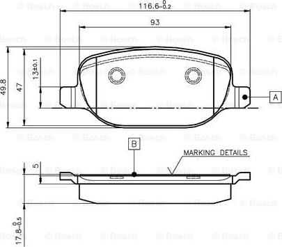 BOSCH 0 986 TB3 128 - Bromsbeläggssats, skivbroms xdelar.se