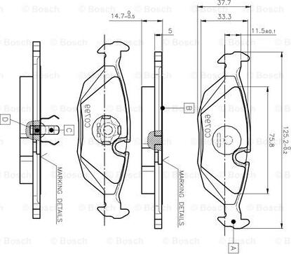 BOSCH 0 986 TB2 532 - Bromsbeläggssats, skivbroms xdelar.se