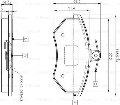 BOSCH 0 986 TB2 004 - Bromsbeläggssats, skivbroms xdelar.se