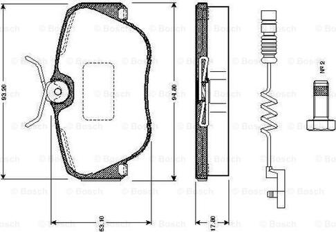 BOSCH 0 986 TB2 015 - Bromsbeläggssats, skivbroms xdelar.se