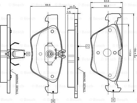 BOSCH 0 986 TB2 034 - Bromsbeläggssats, skivbroms xdelar.se