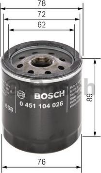 BOSCH 0 451 104 026 - Oljefilter xdelar.se