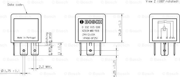 BOSCH 0 332 015 008 - Relä, huvudström xdelar.se