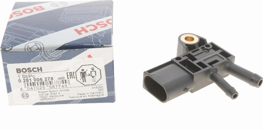 BOSCH 0 281 006 278 - Sensor, avgastryck xdelar.se