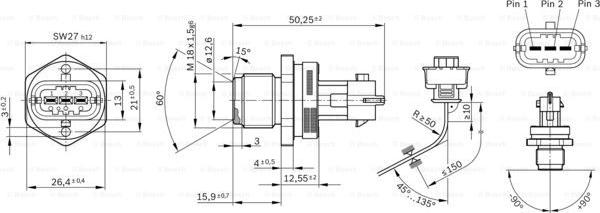 BOSCH 0 281 002 907 - Sensor, bränsletryck xdelar.se