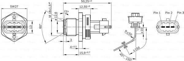 BOSCH 0 281 002 937 - Sensor, bränsletryck xdelar.se