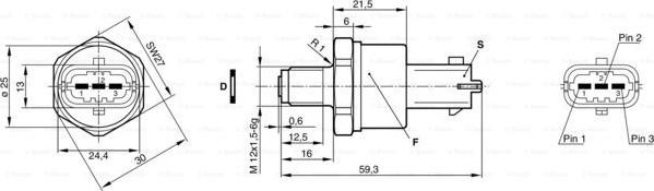 BOSCH 0 281 002 522 - Sensor, bränsletryck xdelar.se